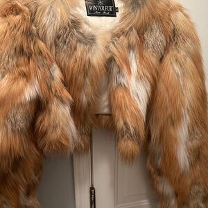 💯% Authentic Women's Tan Fox Fur Crop Jacket
